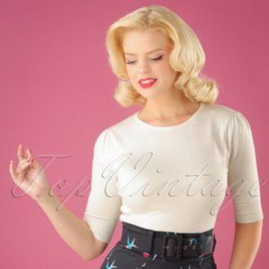 Collectif Chrissie Ivory 1/2 sleeved Knit Top